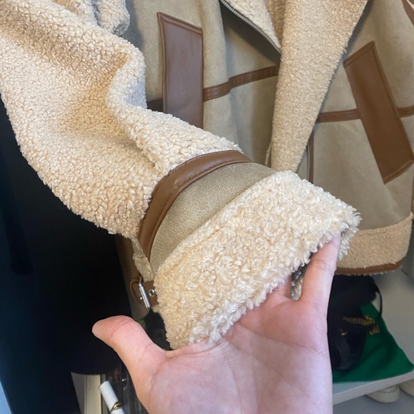 ZARA SHEARLING BIKER / AVIATOR JACKET - Picture 4 of 5